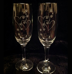 2 Hearts Champagne Flutes